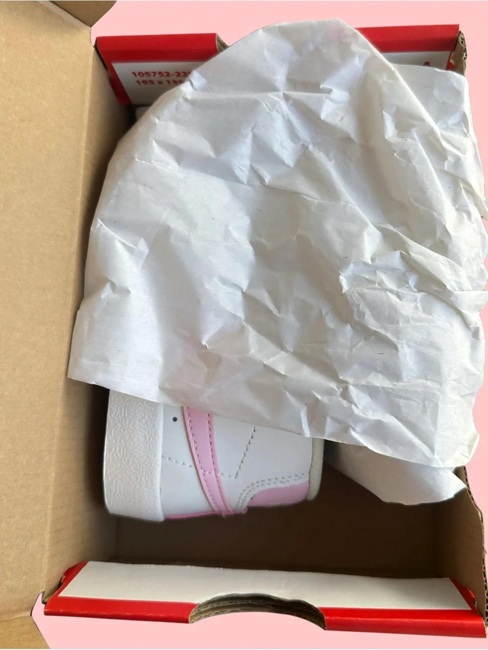 Nike Blazer Mid ‘77 Kids White High-Top Sneakers with Pink Swoosh (Size 7C)
